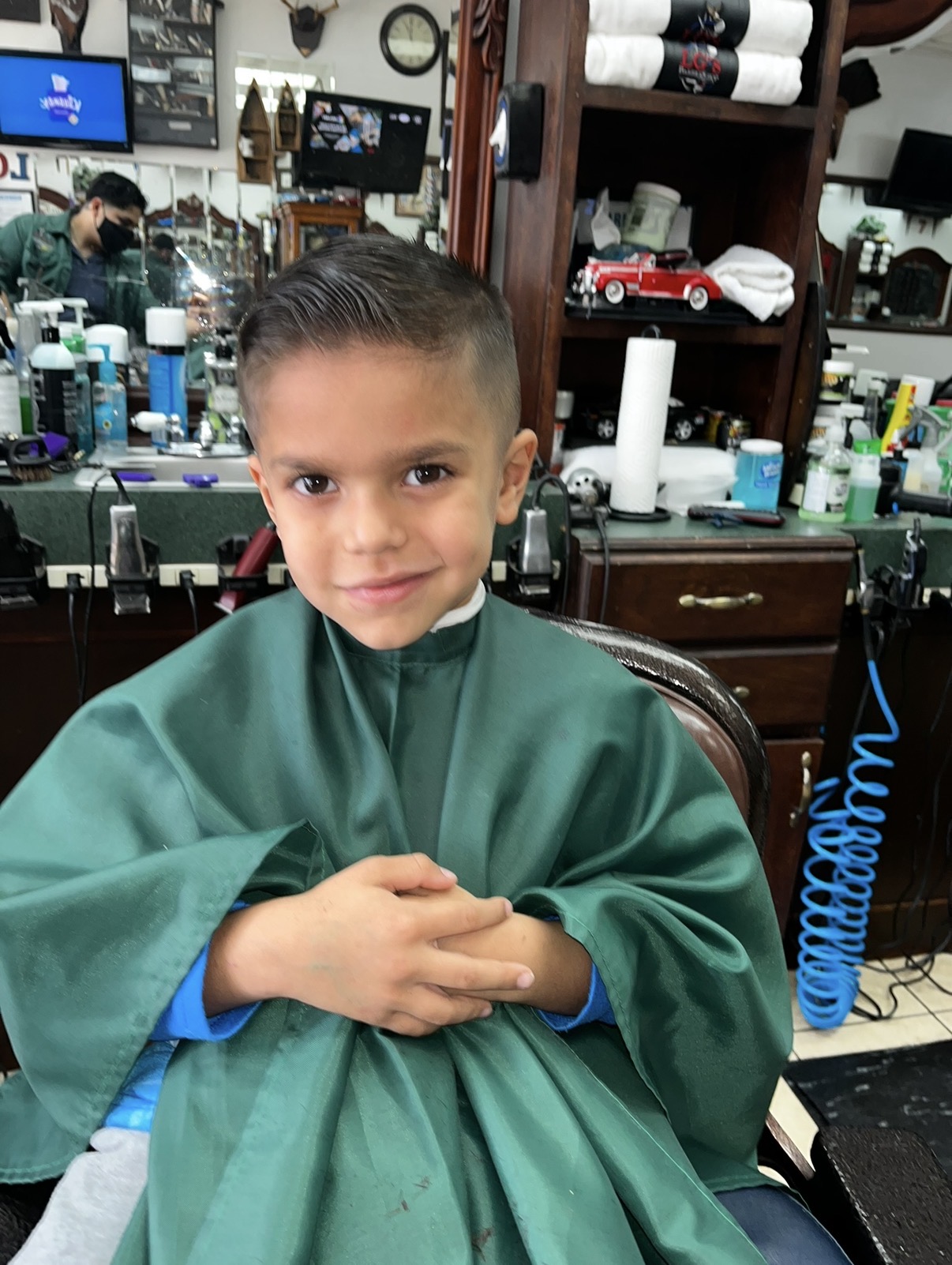 Kids haircut — clean side part and fade