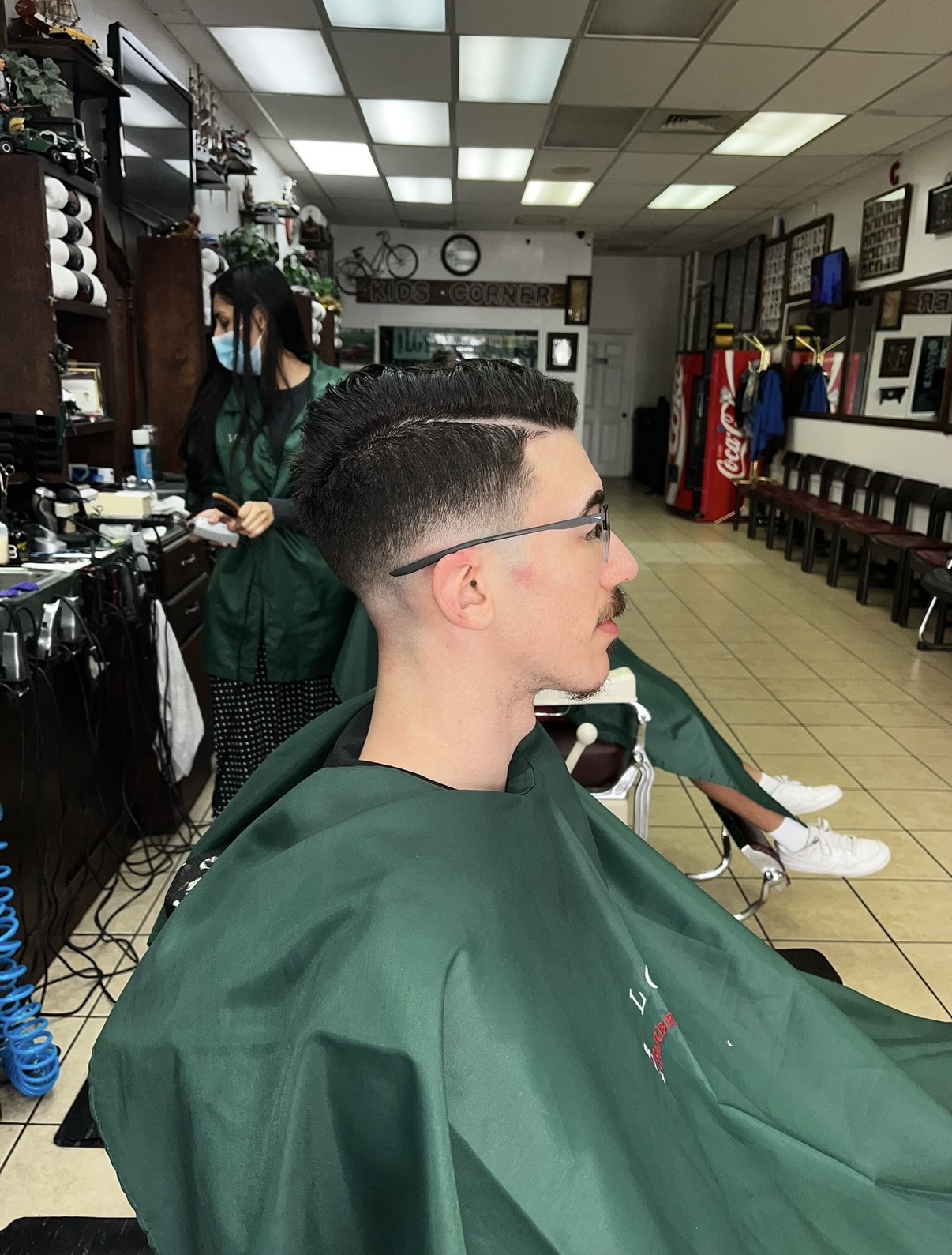 Sharp skin fade with textured top